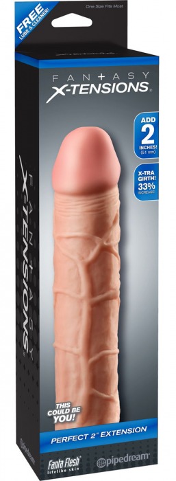 Телесная насадка Fantasy X-tensions Perfect 2  Extension - 20,3 см. - Pipedream - в Домодедово купить с доставкой
