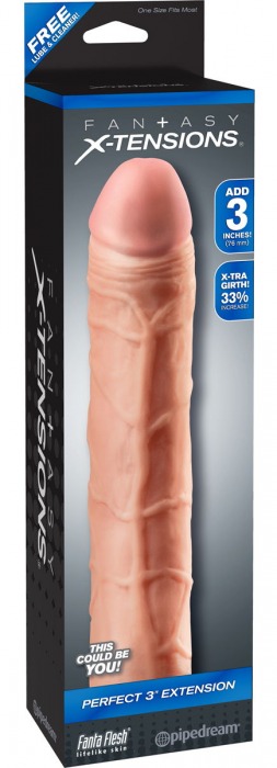 Телесная удлиняющая насадка Perfect 3 Extension - 22 см. - Pipedream - в Домодедово купить с доставкой