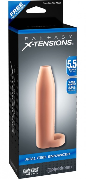 Насадка-расширитель с кольцом для подхвата мошонки Real Feel Enhancer - 14 см. - Pipedream - в Домодедово купить с доставкой