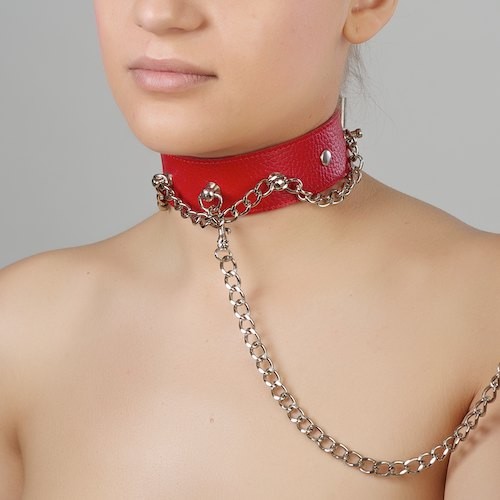 Красный ошейник из натуральной кожи - Sitabella - купить с доставкой в Домодедово