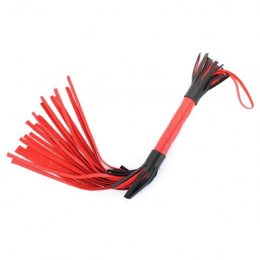 Красно-черная кожаная плётка - 51 см. - БДСМ Арсенал - купить с доставкой в Домодедово