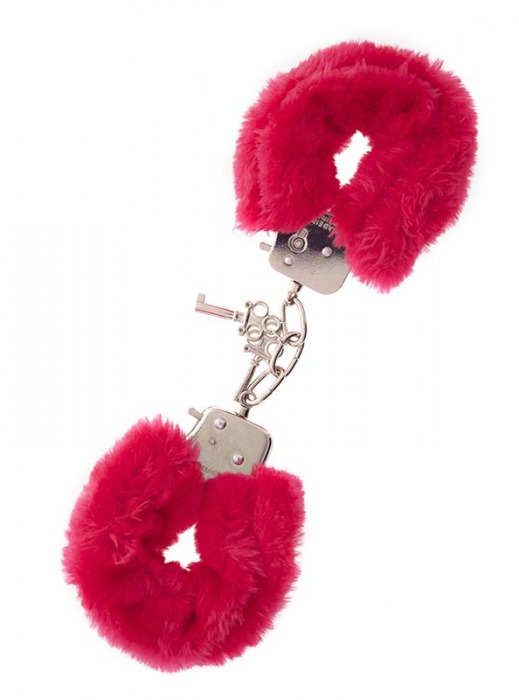 Металлические наручники с красной меховой опушкой METAL HANDCUFF WITH PLUSH RED - Dream Toys - купить с доставкой в Домодедово