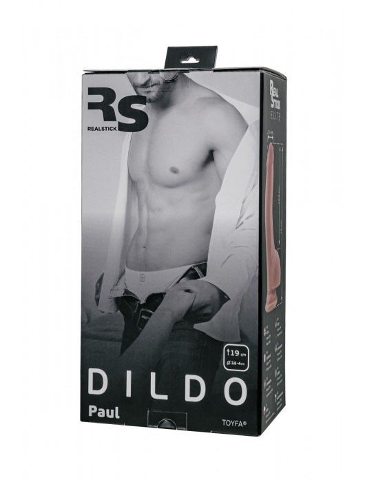Телесный реалистичный фаллоимитатор на присоске Paul - 19 см. - ToyFa