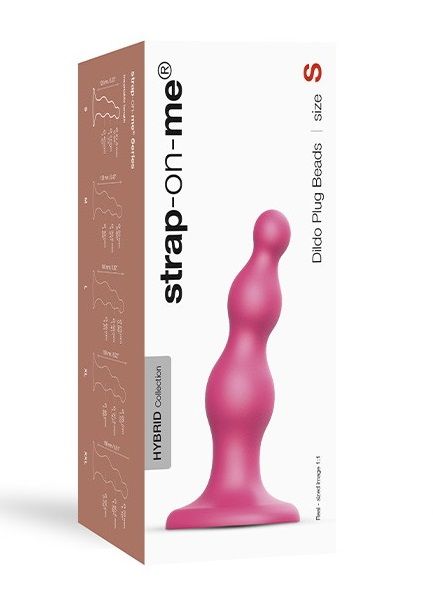 Розовая насадка Strap-On-Me Dildo Plug Beads size S - Strap-on-me - купить с доставкой в Домодедово