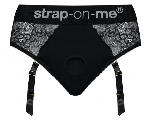 Черные трусики для насадок Diva Lingerie Harness - size L - Strap-on-me - купить с доставкой в Домодедово