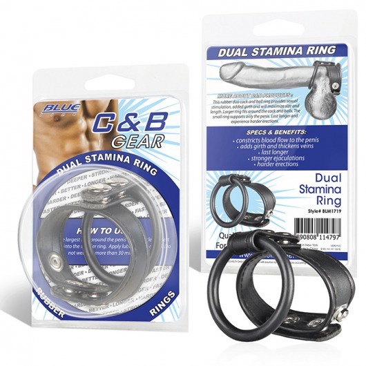 Двойное кольцо выносливости на пенис DUAL STAMINA RING - BlueLine - в Домодедово купить с доставкой