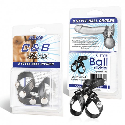 Разделитель мошонки из искусственной кожи на клепках 8 STYLE BALL DIVIDER - BlueLine - купить с доставкой в Домодедово