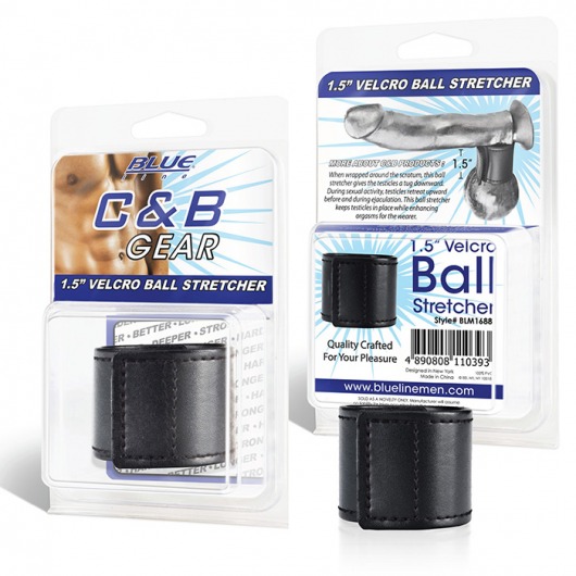 Хомут-утяжка для мошонки из искусственной кожи на липучке VELCRO BALL STRETCHER- 4 см. - BlueLine - в Домодедово купить с доставкой