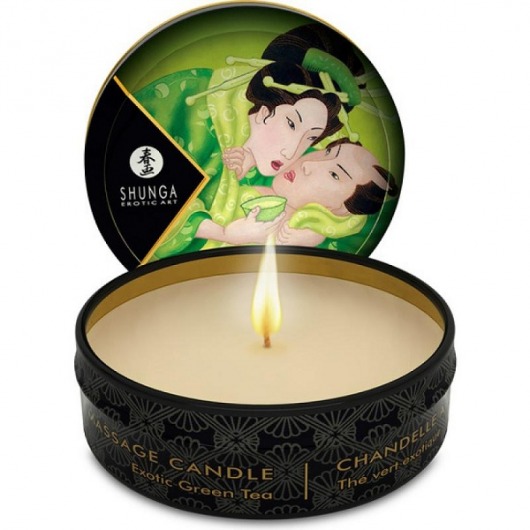 Массажная свеча Exotic Green Tea с ароматом зелёного чая - 30 мл. - Shunga - купить с доставкой в Домодедово