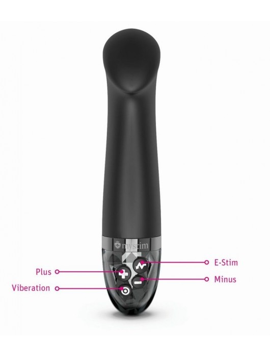 Черный вибратор с функцией электростимуляции Right on Ron - 17 см. - MyStim - купить с доставкой в Домодедово