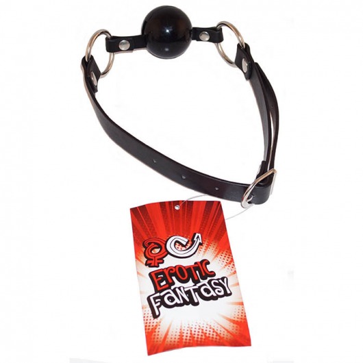 Силиконовый черный кляп-шарик на ремне Black Ballgag - Erotic Fantasy - купить с доставкой в Домодедово