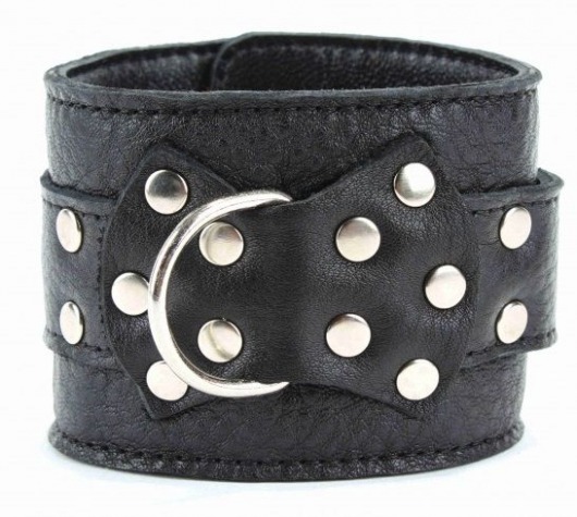 Чёрные наручники  из кожи с пряжкой - БДСМ Арсенал - купить с доставкой в Домодедово