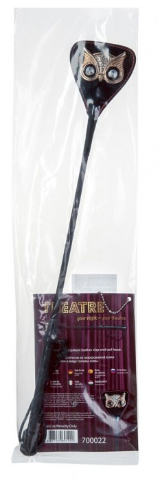 Чёрный стек с совой на кожаном наконечнике - 24 см. - ToyFa - купить с доставкой в Домодедово