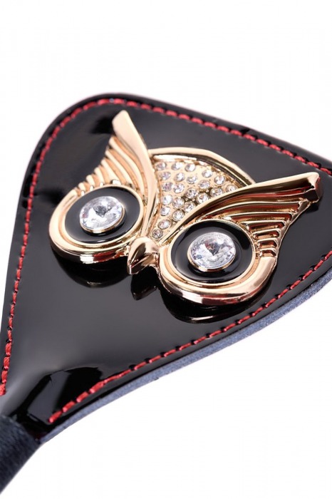 Чёрный стек с совой на кожаном наконечнике - 24 см. - ToyFa - купить с доставкой в Домодедово