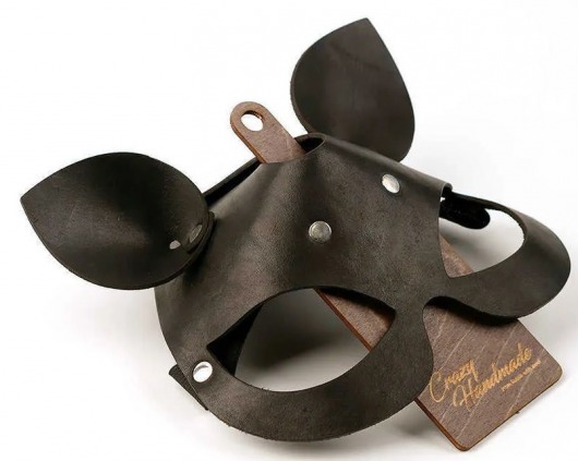 Черная кожаная маска  Кошка  с маленькими ушками - Crazy Handmade - купить с доставкой в Домодедово