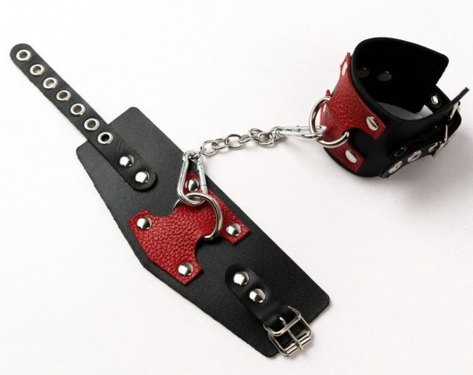 Черные кожаные оковы с красными вставками - Crazy Handmade - купить с доставкой в Домодедово