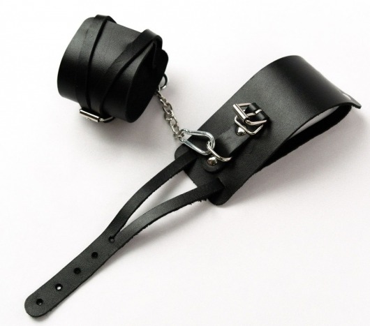 Черные кожаные оковы с креплением в виде веревочек - Crazy Handmade - купить с доставкой в Домодедово