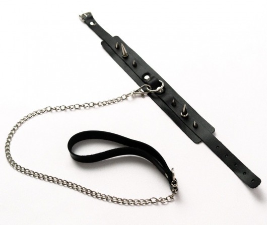 Черный ошейник с шипами и поводком - Crazy Handmade - купить с доставкой в Домодедово