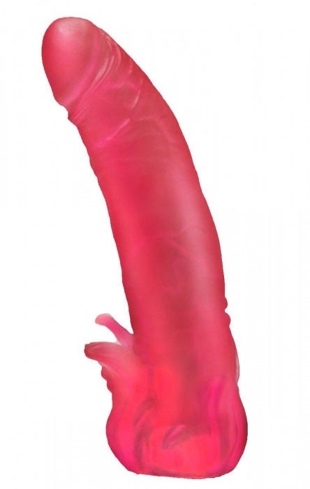 Розовая насадка для страпона с клиторальными лепестками - 18,5 см. - LOVETOY (А-Полимер) - купить с доставкой в Домодедово