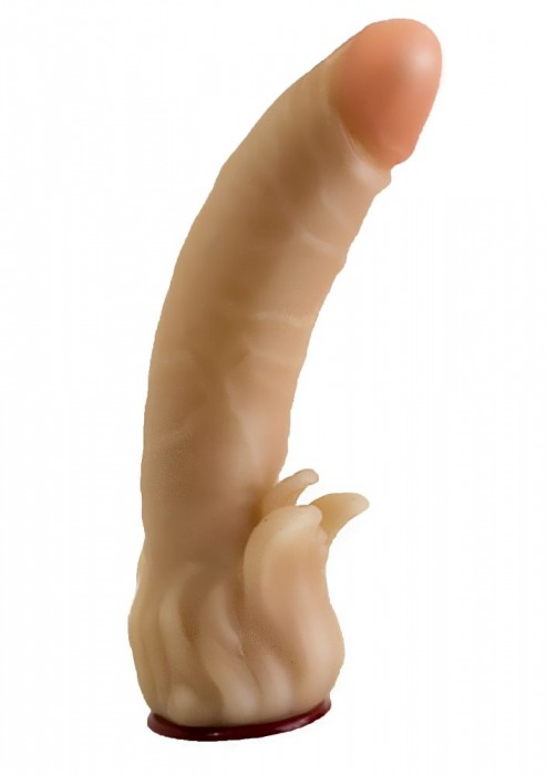 Телесная гелевая насадка-фаллос с клиторальными лепестками - 18,5 см. - LOVETOY (А-Полимер) - купить с доставкой в Домодедово