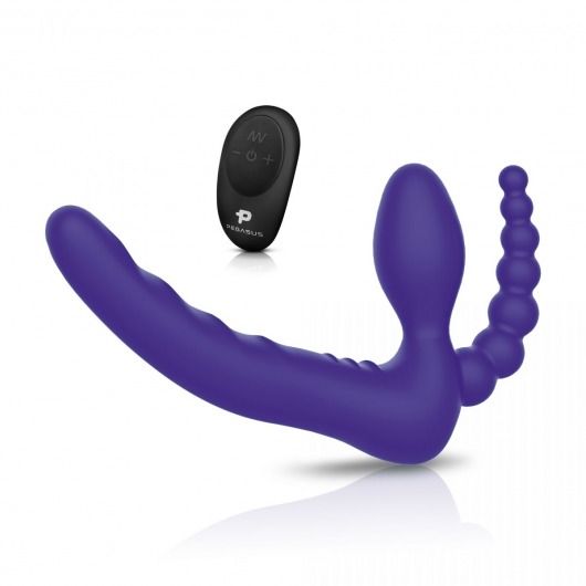 Фиолетовый безремневой страпон с пультом ДУ 7’’ Remote Control Strapless - 24 см. - Pegasus - купить с доставкой в Домодедово