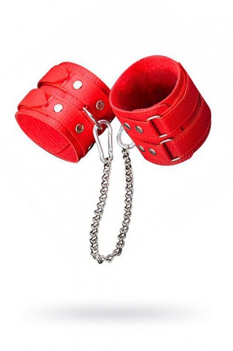 Кожаные красные оковы с цепочкой - Sitabella - купить с доставкой в Домодедово