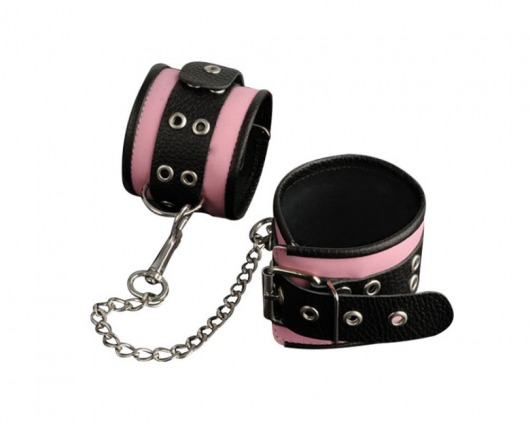 Кожаные розовые оковы с черным широким ремешком - Sitabella - купить с доставкой в Домодедово