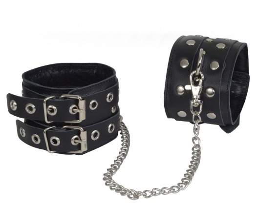 Чёрные кожаные оковы, соединенные цепочкой - Sitabella - купить с доставкой в Домодедово