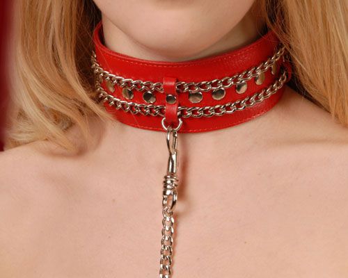 Красный ошейник с цепочками - Sitabella - купить с доставкой в Домодедово