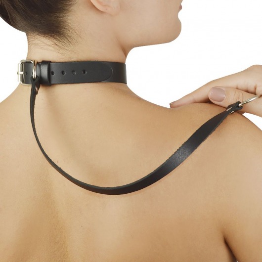 Голубой меховой ошейник с кожаным поводком - Sitabella - купить с доставкой в Домодедово