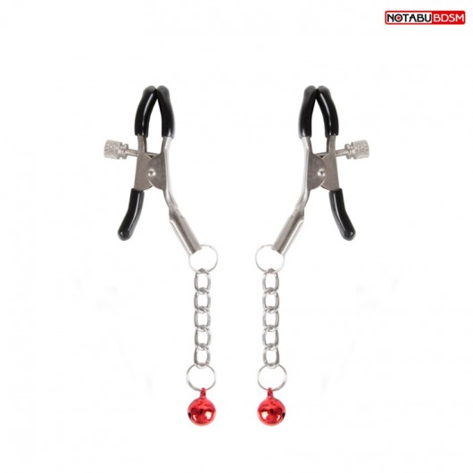 Серебристые зажимы на соски с шариками на цепочках - Notabu - купить с доставкой в Домодедово
