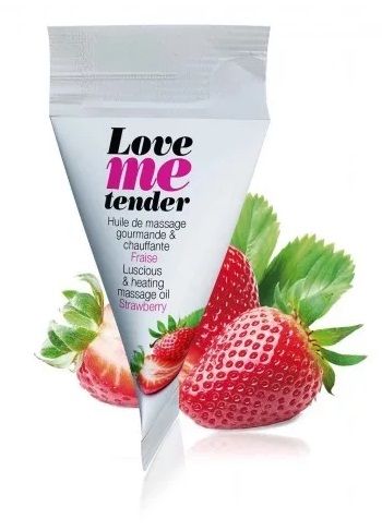 Съедобное согревающее массажное масло Love Me Tender Strawberry с ароматом клубники - 10 мл. - Love to Love - купить с доставкой в Домодедово
