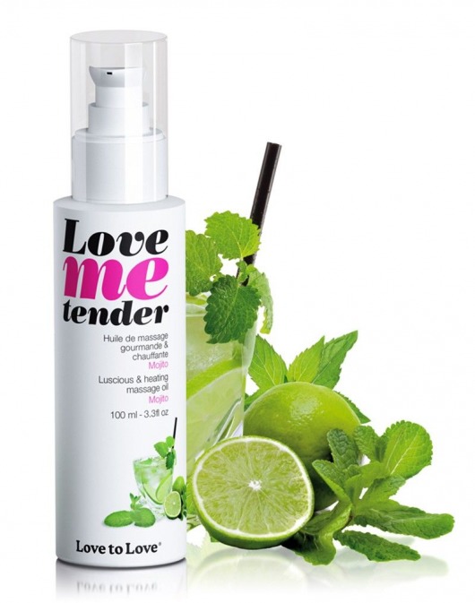 Съедобное согревающее массажное масло Love Me Tender Mojito с ароматом мохито - 100 мл. - Love to Love - купить с доставкой в Домодедово