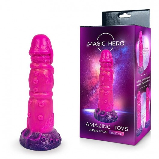 Розовый рельефный фантазийный фаллоимитатор - 20 см. - Bior toys - купить с доставкой в Домодедово