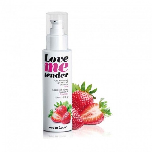 Съедобное согревающее массажное масло Love Me Tender Strawberry с ароматом клубники - 100 мл. - Love to Love - купить с доставкой в Домодедово