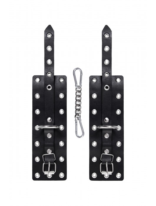 Черные кожаные однослойные наручники с люверсами - Pecado - купить с доставкой в Домодедово