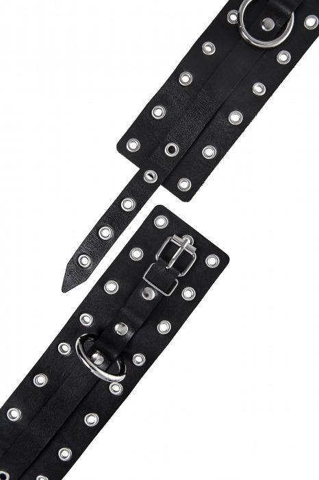 Черные кожаные однослойные оковы с люверсами - Pecado - купить с доставкой в Домодедово