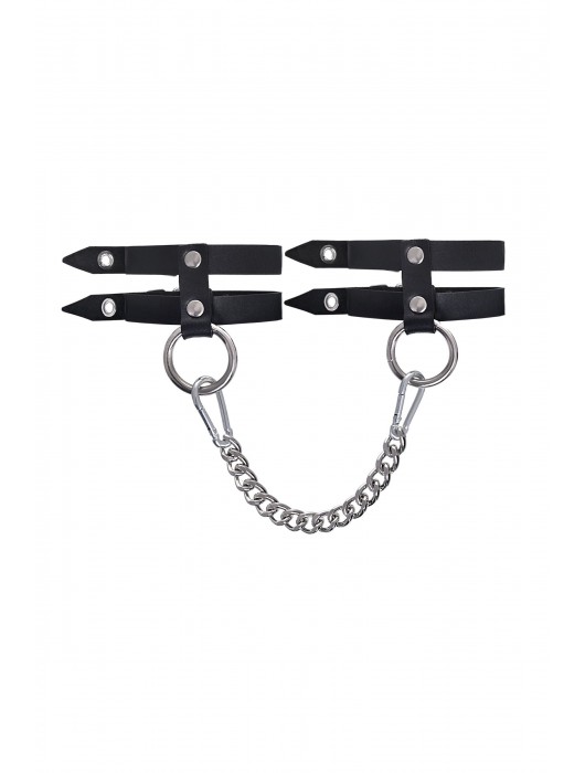 Черные однослойные кожаные оковы из двух ремешков - Pecado - купить с доставкой в Домодедово