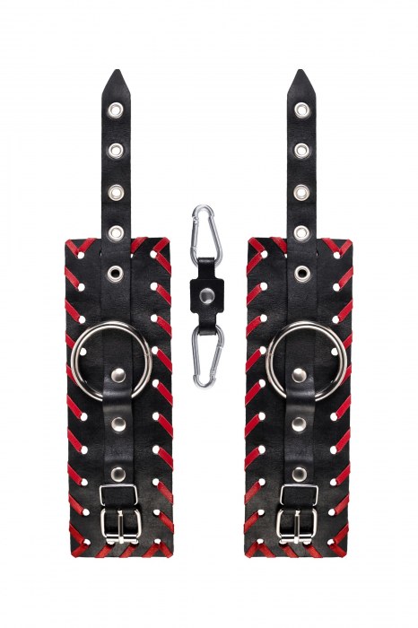 Черно-красные наручники из натуральной кожи - Pecado - купить с доставкой в Домодедово