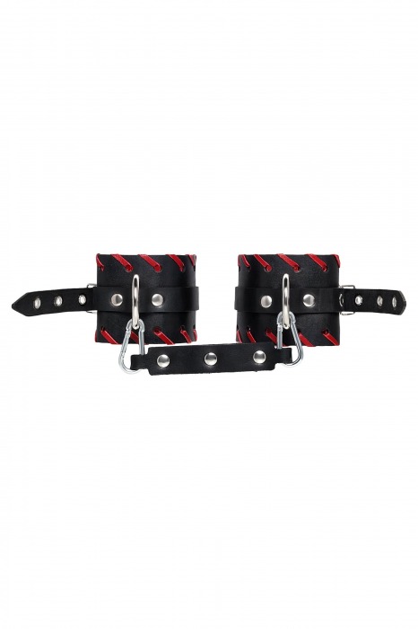 Черно-красные оковы из натуральной кожи - Pecado - купить с доставкой в Домодедово