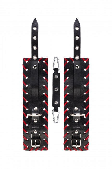 Черно-красные оковы из натуральной кожи - Pecado - купить с доставкой в Домодедово