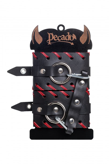 Черно-красные оковы из натуральной кожи - Pecado - купить с доставкой в Домодедово