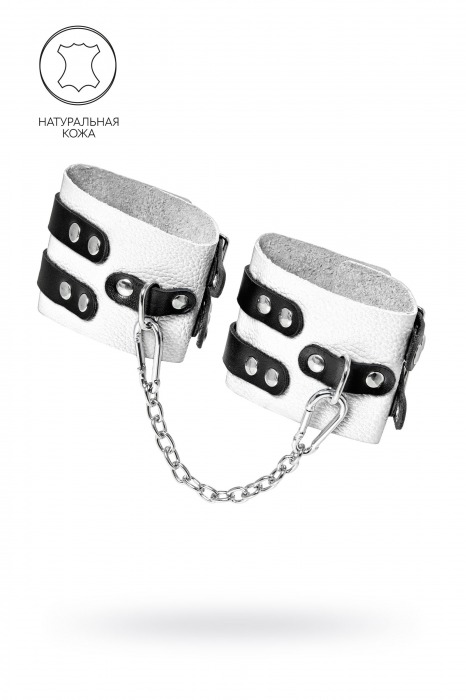 Бело-черные оковы с двумя ремешками и люверсами - Pecado - купить с доставкой в Домодедово