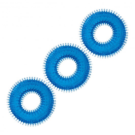 Комплект из трех голубых колец для эрекции 3-Pack Ultra-Stim Stretch Cock Rings - BlueLine - в Домодедово купить с доставкой