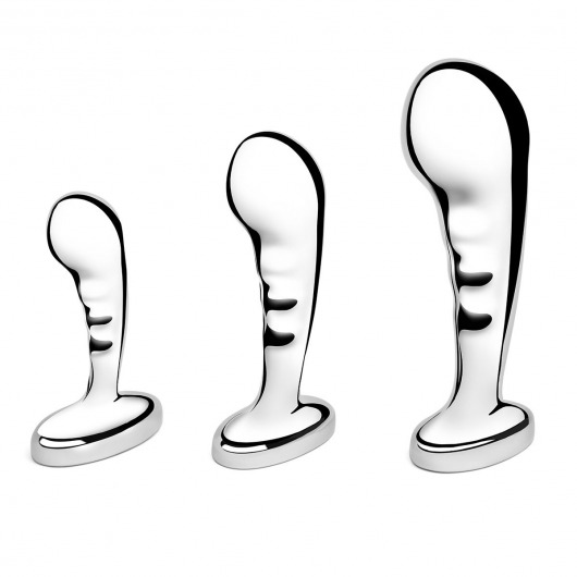 Набор из 3 стальных стимуляторов простаты Stainless Steel P-spot Training Set - b-Vibe - в Домодедово купить с доставкой