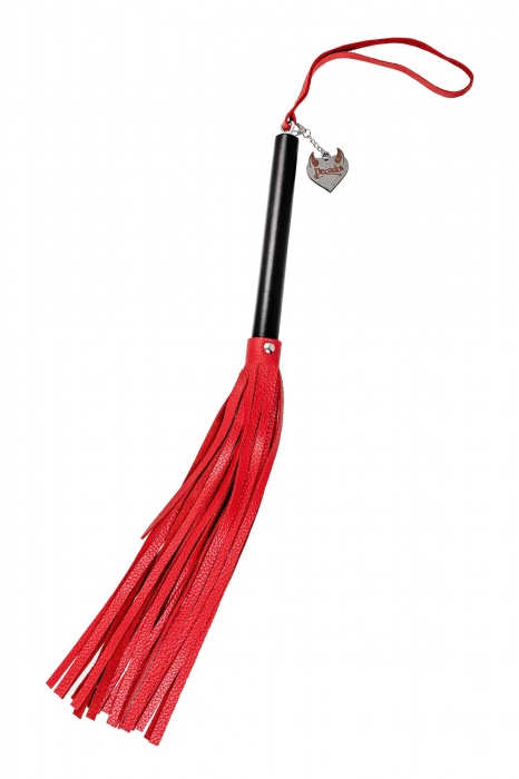 Красно-черная кожаная плеть - 50 см. - Pecado - купить с доставкой в Домодедово
