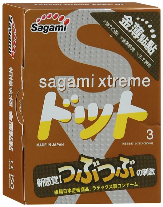 Презервативы Sagami Xtreme FEEL UP с точечной текстурой и линиями прилегания - 3 шт. - Sagami - купить с доставкой в Домодедово