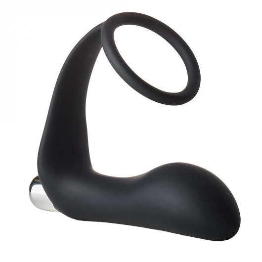 Черное эрекционное кольцо с вибропробкой Vibrating Anal Plug With Cockring - Dream Toys - в Домодедово купить с доставкой