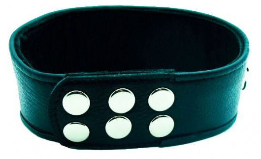 Чёрный кожаный ошейник с полукольцами и клёпками - БДСМ Арсенал - купить с доставкой в Домодедово