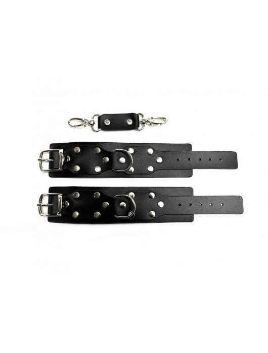 Черные кожаные наручники Sex Game - БДСМ Арсенал - купить с доставкой в Домодедово